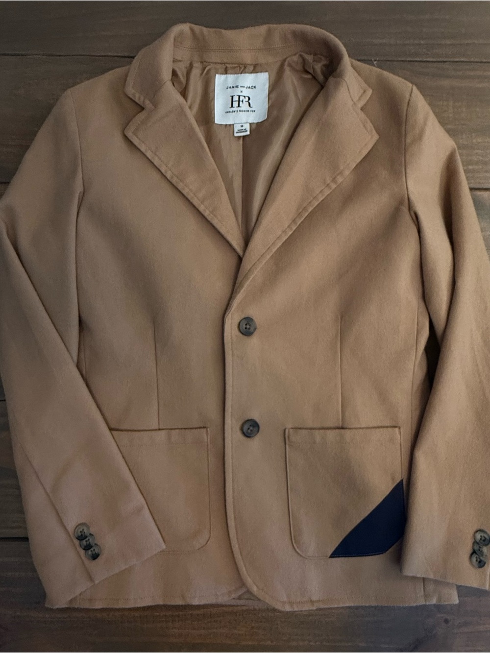 Janie and Jack Tan Blazer with Navy Accent
